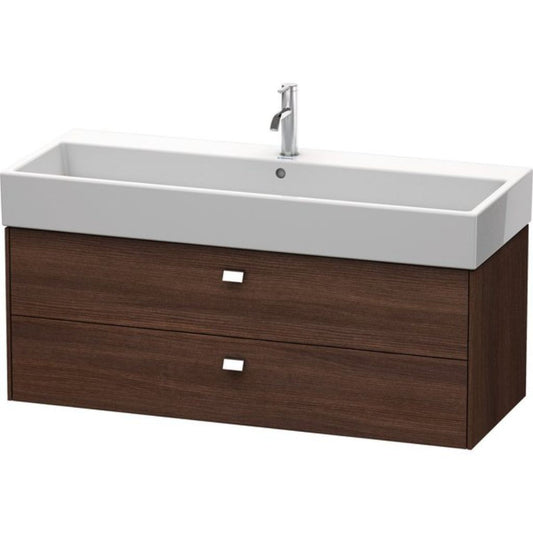 Duravit Brioso 47" x 17" x 18" Two Drawer Wall-Mount Vanity Unit in Chestnut Dark and Chrome Handle