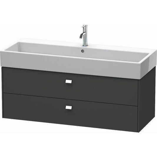 Duravit Brioso 47" x 17" x 18" Two Drawer Wall-Mount Vanity Unit in Graphite Matt and Chrome Handle