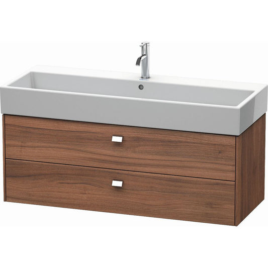 Duravit Brioso 47" x 17" x 18" Two Drawer Wall-Mount Vanity Unit in Natural Walnut and Chrome Handle