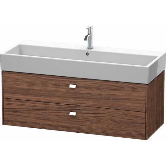 Duravit Brioso 47" x 17" x 18" Two Drawer Wall-Mount Vanity Unit in Walnut Dark and Chrome Handle