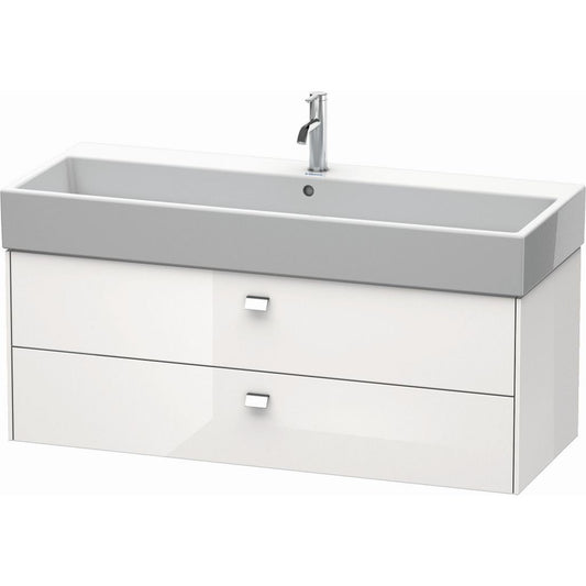 Duravit Brioso 47" x 17" x 18" Two Drawer Wall-Mount Vanity Unit in White High Gloss and Chrome Handle