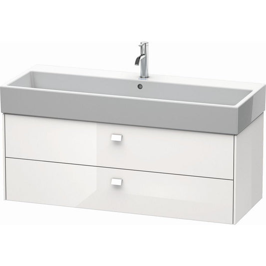 Duravit Brioso 47" x 17" x 18" Two Drawer Wall-Mount Vanity Unit in White High Gloss