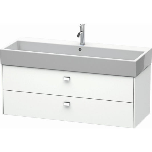 Duravit Brioso 47" x 17" x 18" Two Drawer Wall-Mount Vanity Unit in White Matt and Chrome Handle