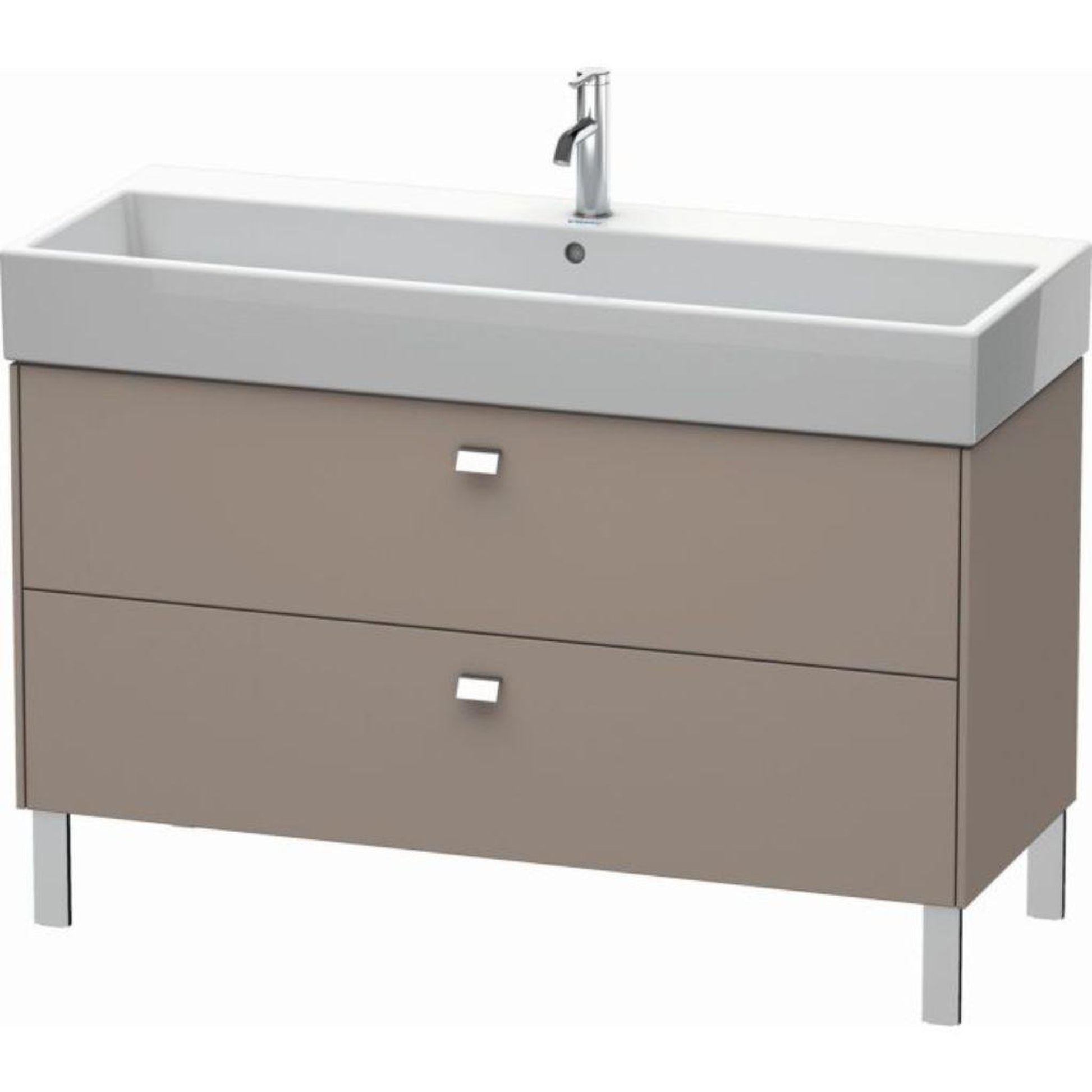 Duravit Brioso 47" x 22" x 18" Two Drawer Floor Standing Vanity Unit in Basalt Matt and Chrome Handle
