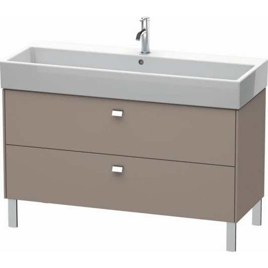 Duravit Brioso 47" x 22" x 18" Two Drawer Floor Standing Vanity Unit in Basalt Matt and Chrome Handle