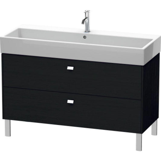 Duravit Brioso 47" x 22" x 18" Two Drawer Floor Standing Vanity Unit in Black Oak and Chrome Handle