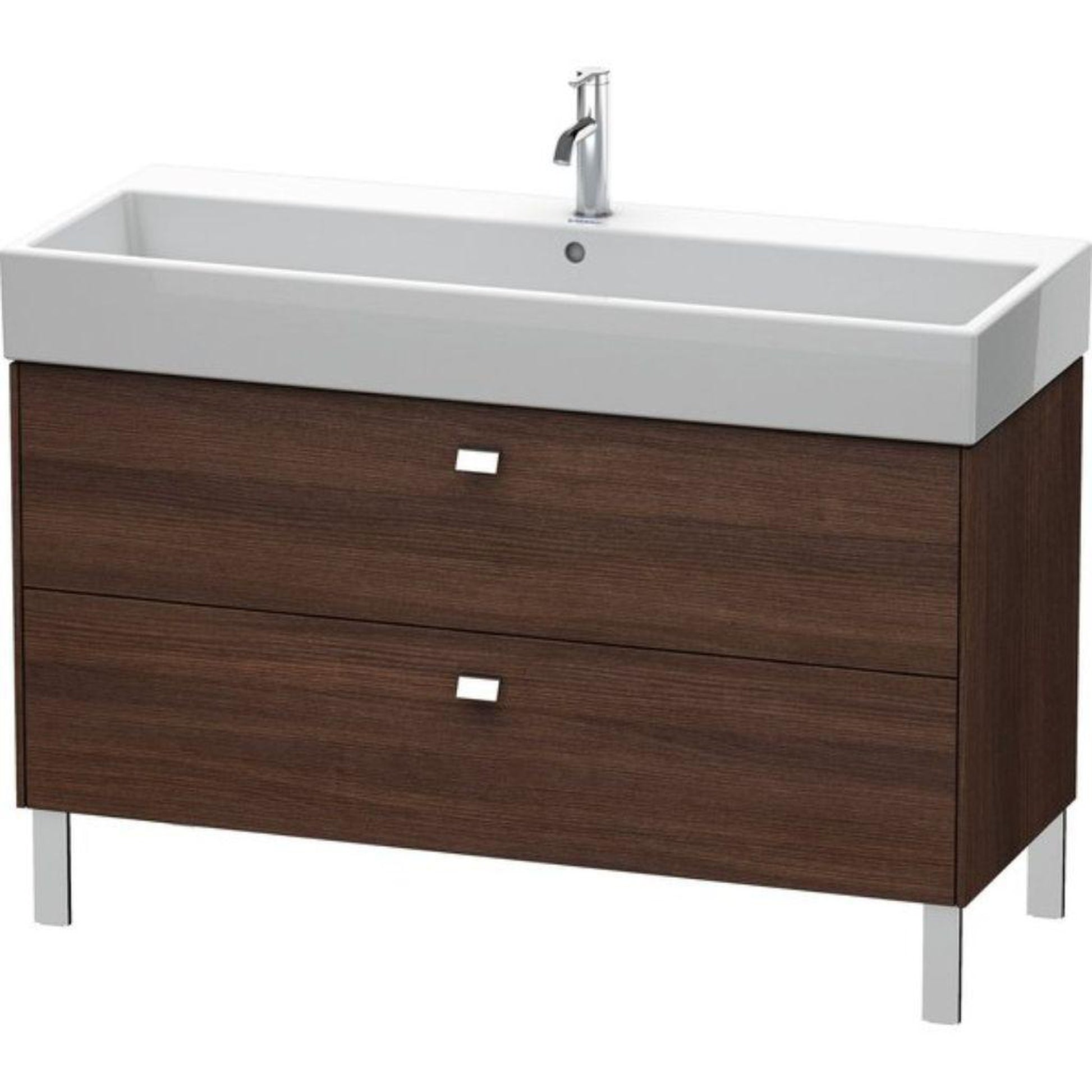 Duravit Brioso 47" x 22" x 18" Two Drawer Floor Standing Vanity Unit in Chestnut Dark and Chrome Handle
