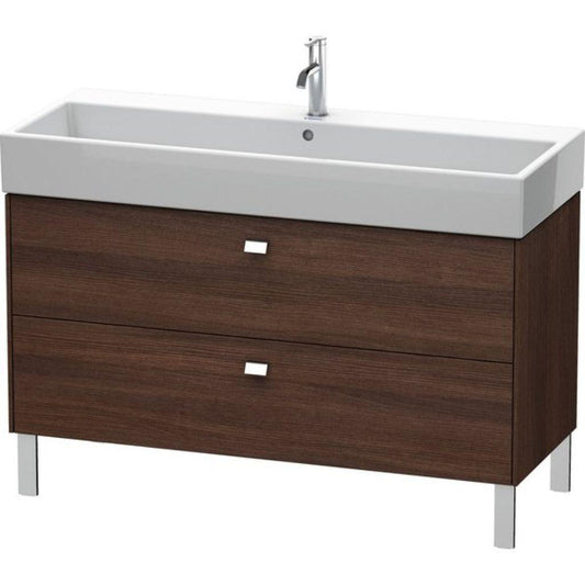 Duravit Brioso 47" x 22" x 18" Two Drawer Floor Standing Vanity Unit in Chestnut Dark and Chrome Handle