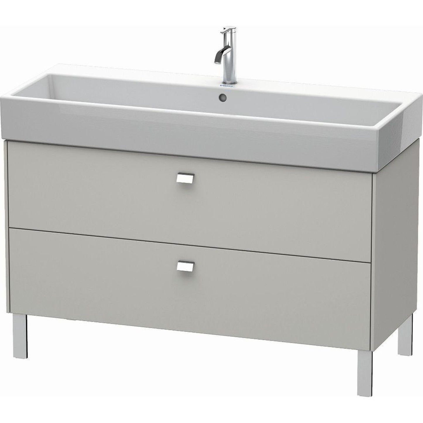 Duravit Brioso 47" x 22" x 18" Two Drawer Floor Standing Vanity Unit in Concrete Grey Matt and Chrome Handle