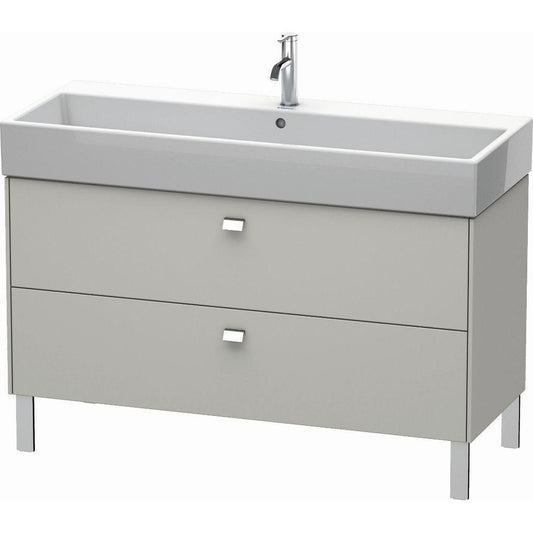 Duravit Brioso 47" x 22" x 18" Two Drawer Floor Standing Vanity Unit in Concrete Grey Matt and Chrome Handle