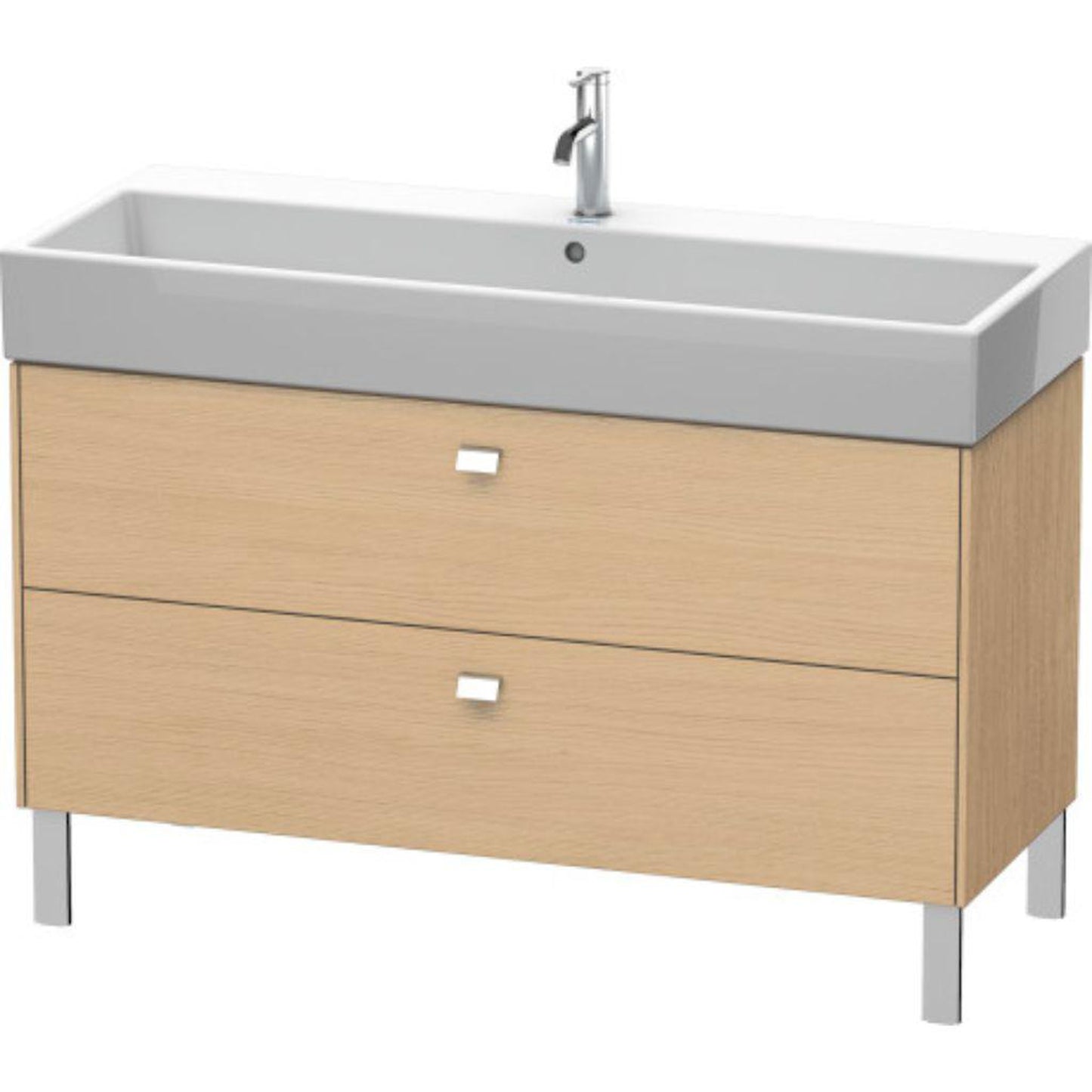 Duravit Brioso 47" x 22" x 18" Two Drawer Floor Standing Vanity Unit in Natural Oak and Chrome Handle