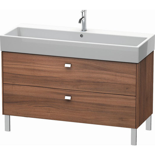 Duravit Brioso 47" x 22" x 18" Two Drawer Floor Standing Vanity Unit in Natural Walnut and Chrome Handle