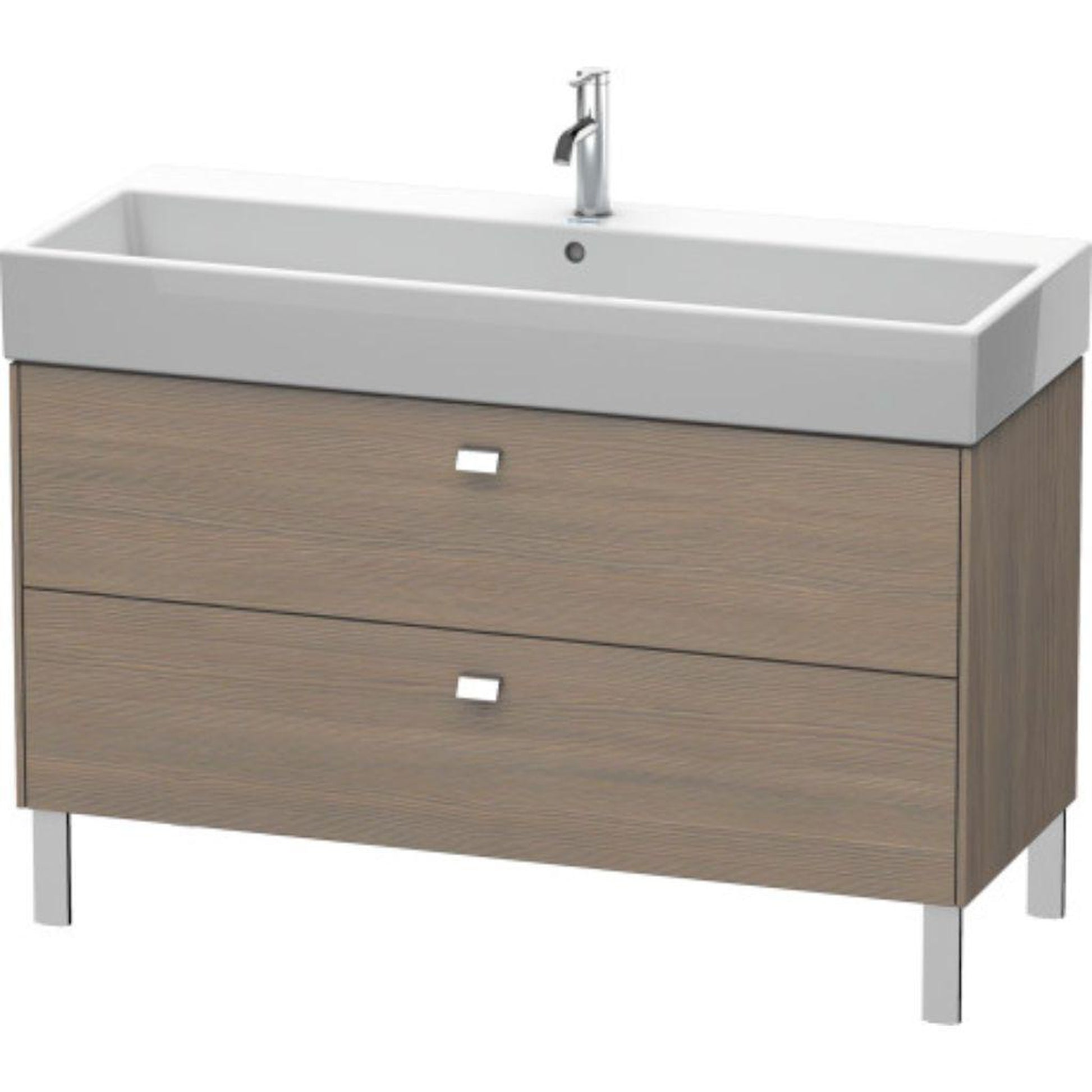 Duravit Brioso 47" x 22" x 18" Two Drawer Floor Standing Vanity Unit in Oak Terra and Chrome Handle