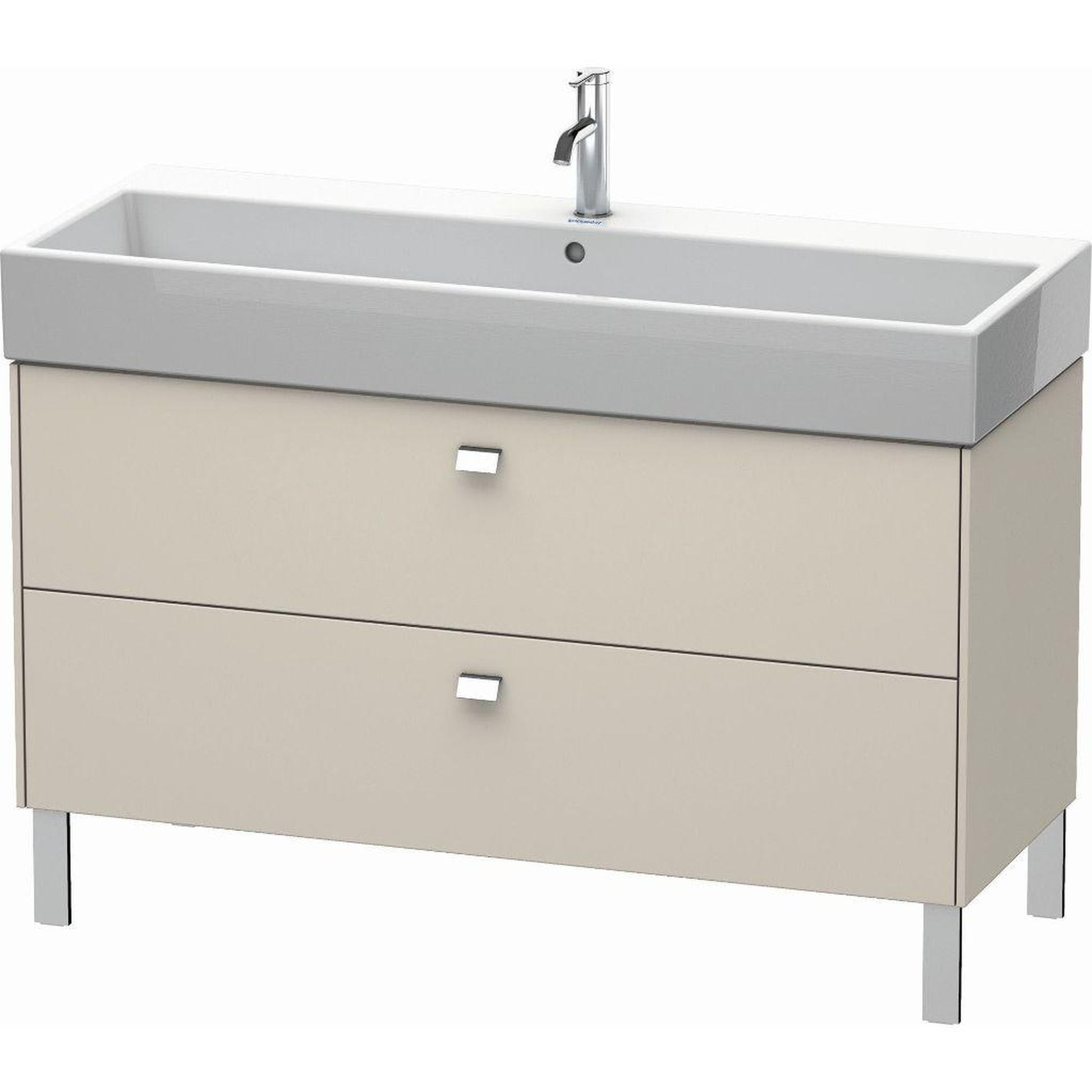Duravit Brioso 47" x 22" x 18" Two Drawer Floor Standing Vanity Unit in Taupe and Chrome Handle