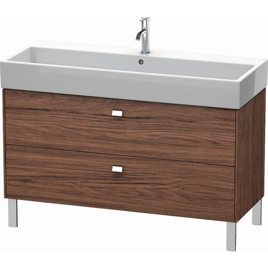 Duravit Brioso 47" x 22" x 18" Two Drawer Floor Standing Vanity Unit in Walnut Dark and Chrome Handle