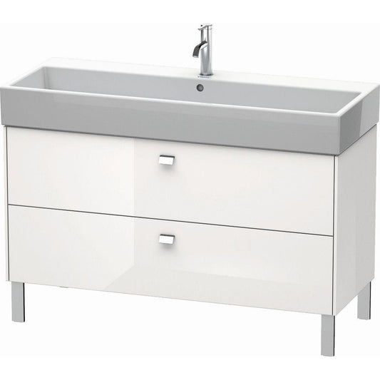 Duravit Brioso 47" x 22" x 18" Two Drawer Floor Standing Vanity Unit in White High Gloss and Chrome Handle