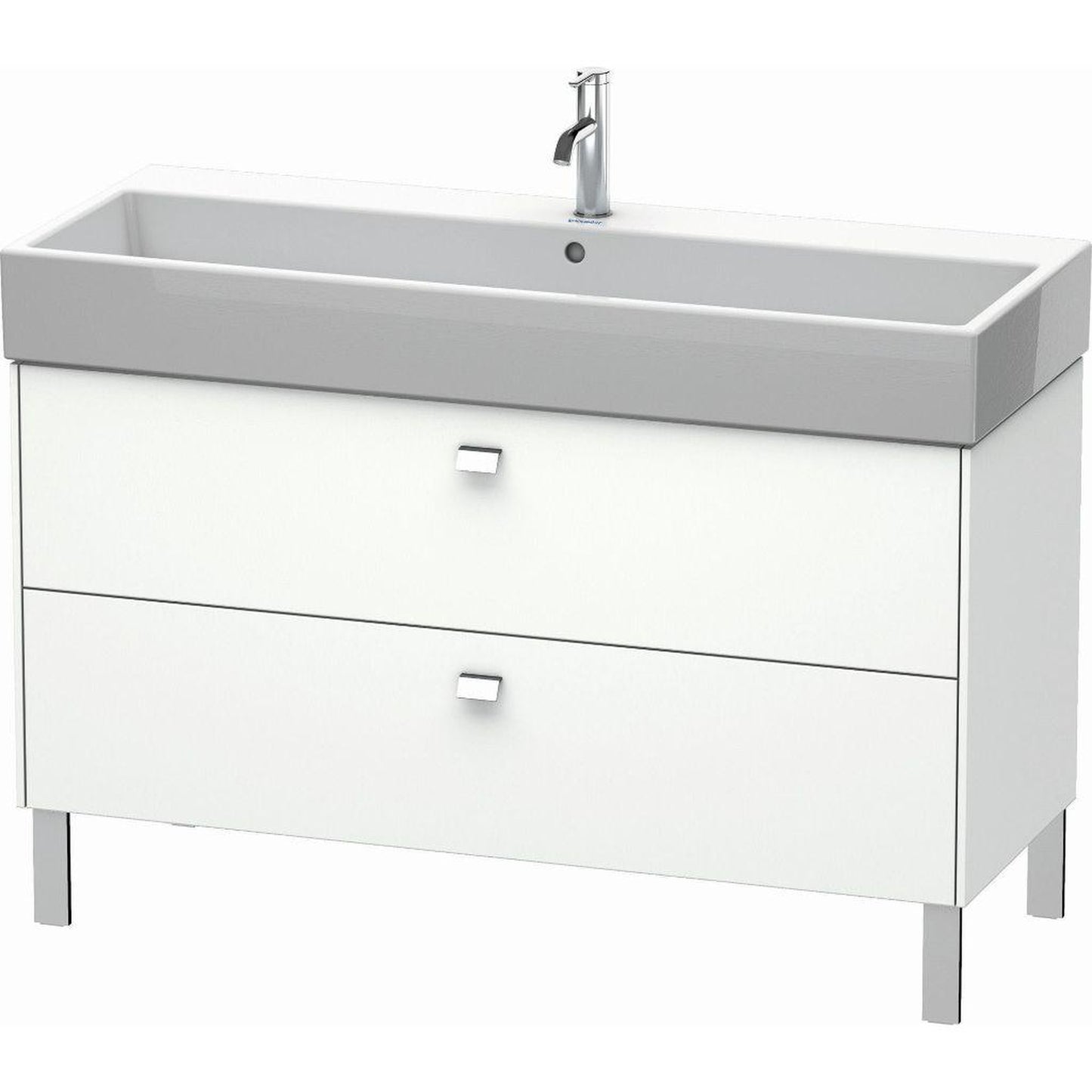 Duravit Brioso 47" x 22" x 18" Two Drawer Floor Standing Vanity Unit in White Matt and Chrome Handle