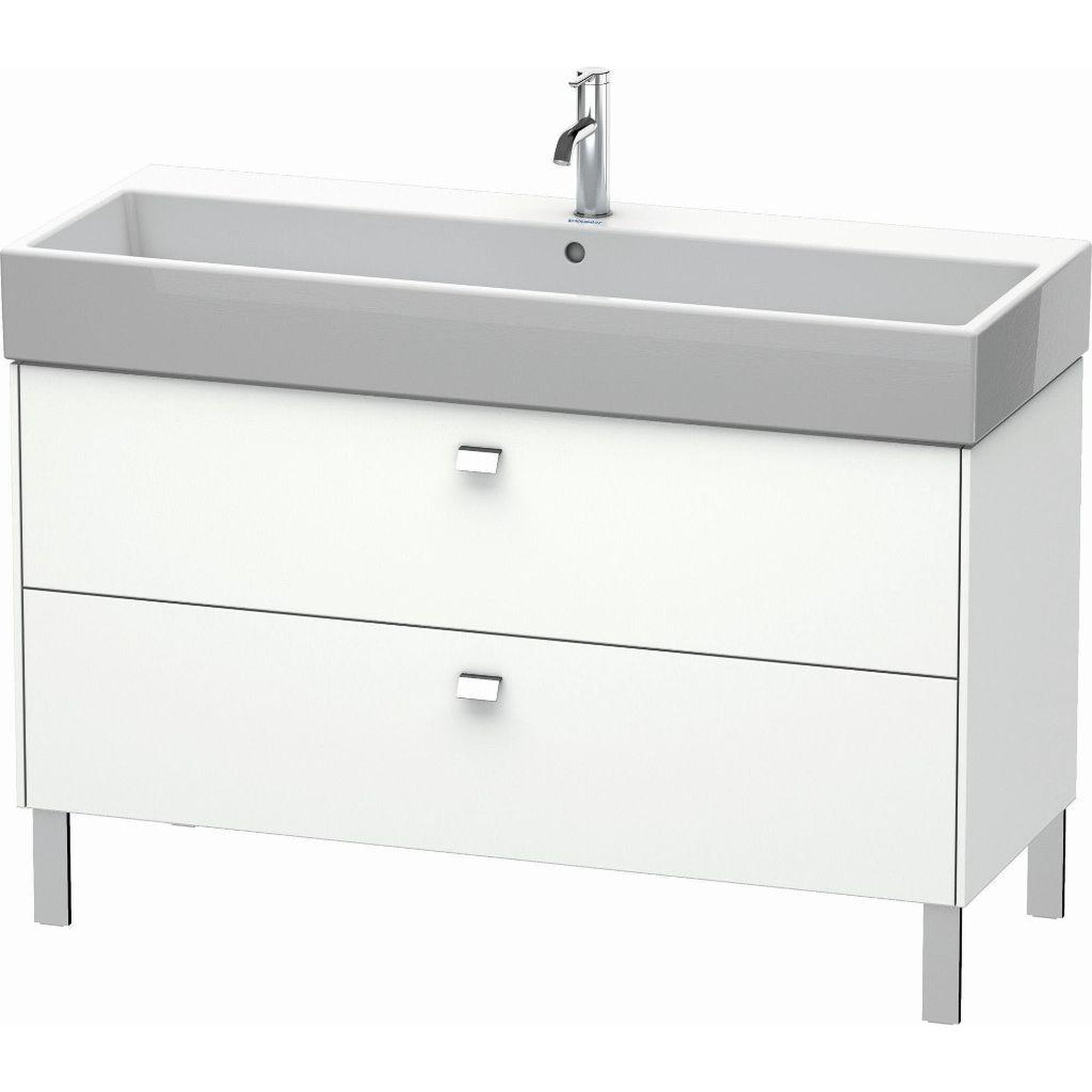 Duravit Brioso 47" x 22" x 18" Two Drawer Floor Standing Vanity Unit in White Matt and Chrome Handle