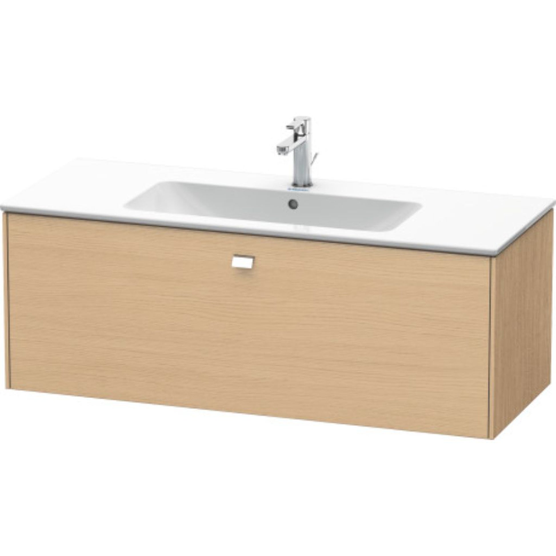Duravit Brioso 48" x 17" x 19" One Drawer Wall-Mount Vanity Unit in Natural Oak and Chrome Handle