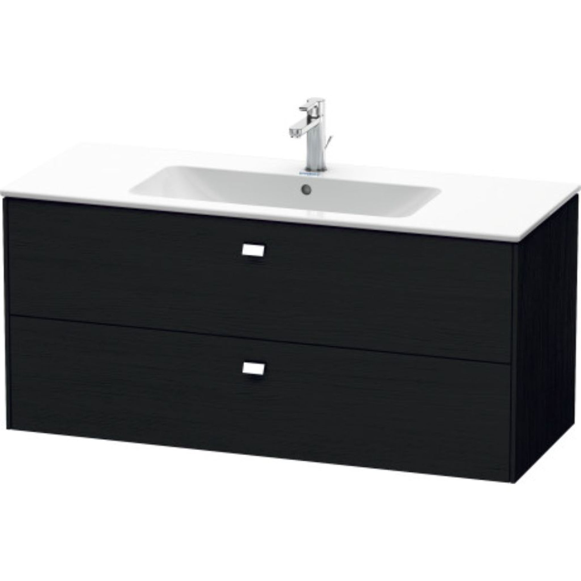 Duravit Brioso 48" x 22" x 19" Two Drawer Wall-Mount Vanity Unit in Black Oak and Chrome Handle