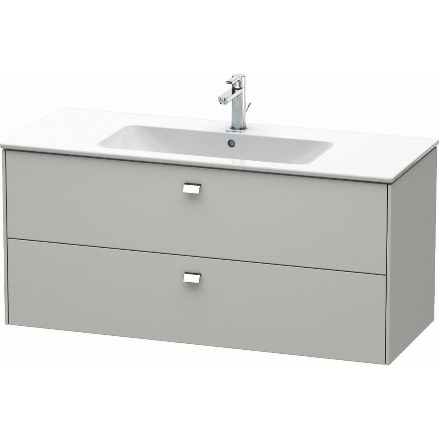 Duravit Brioso 48" x 22" x 19" Two Drawer Wall-Mount Vanity Unit in Concrete Grey Matt and Chrome Handle