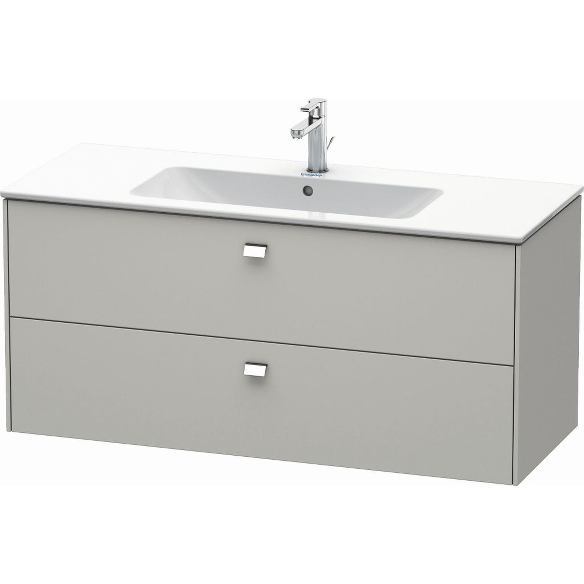 Duravit Brioso 48" x 22" x 19" Two Drawer Wall-Mount Vanity Unit in Concrete Grey Matt and Chrome Handle