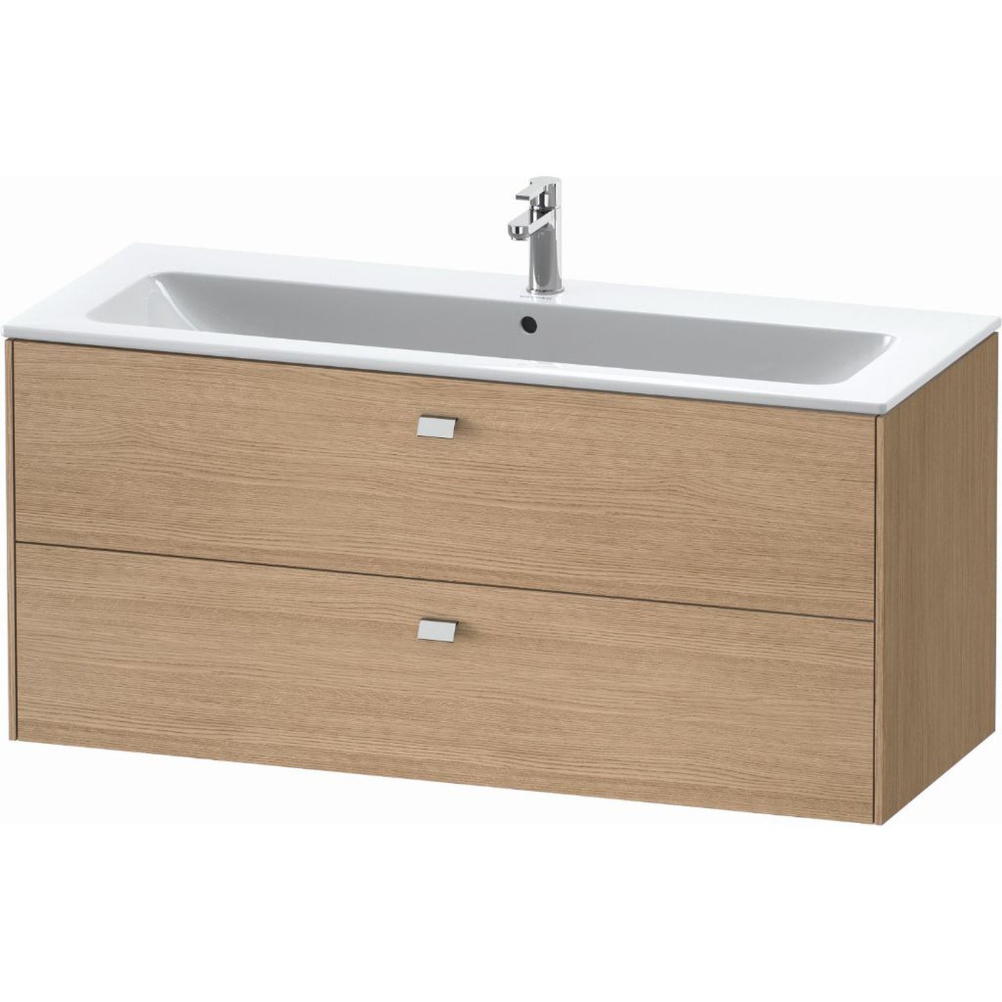 Duravit Brioso 48" x 22" x 19" Two Drawer Wall-Mount Vanity Unit in European Oak and Chrome Handle