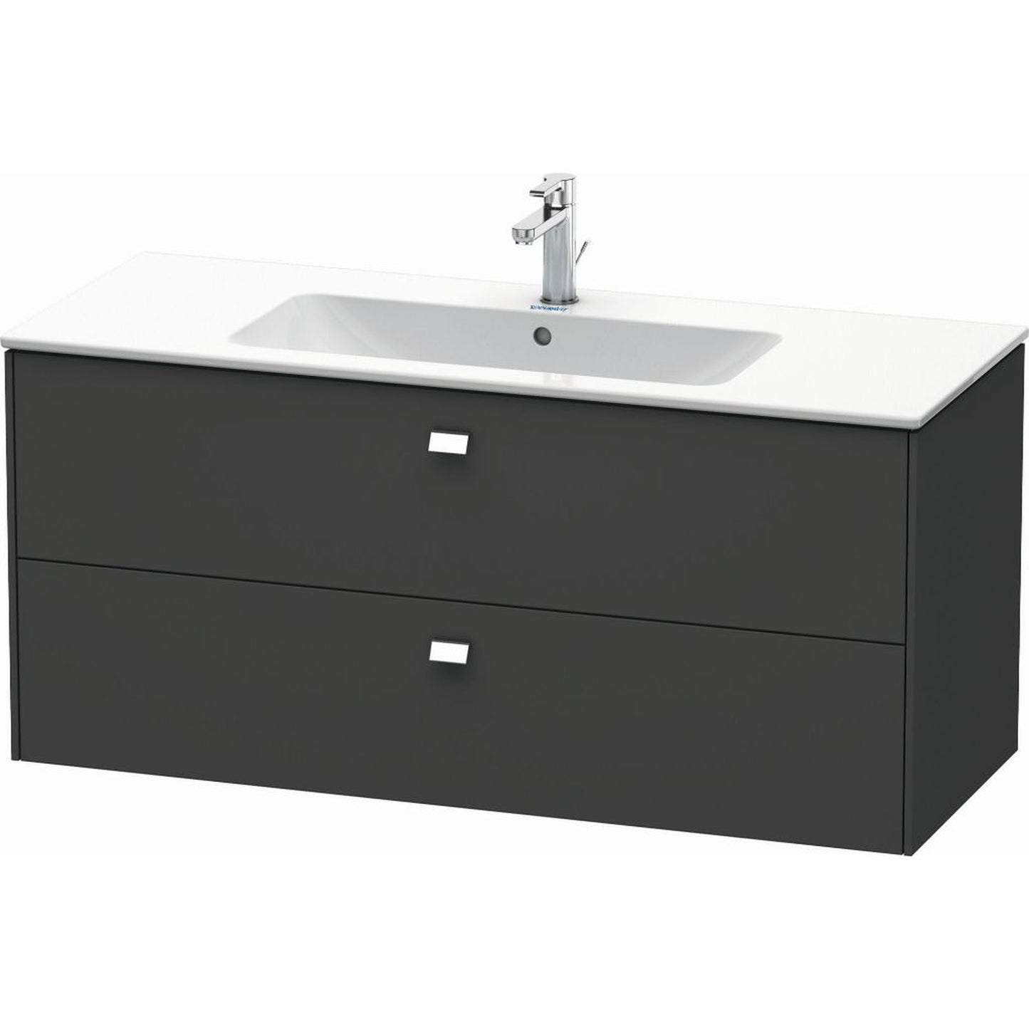 Duravit Brioso 48" x 22" x 19" Two Drawer Wall-Mount Vanity Unit in Graphite Matt and Chrome Handle