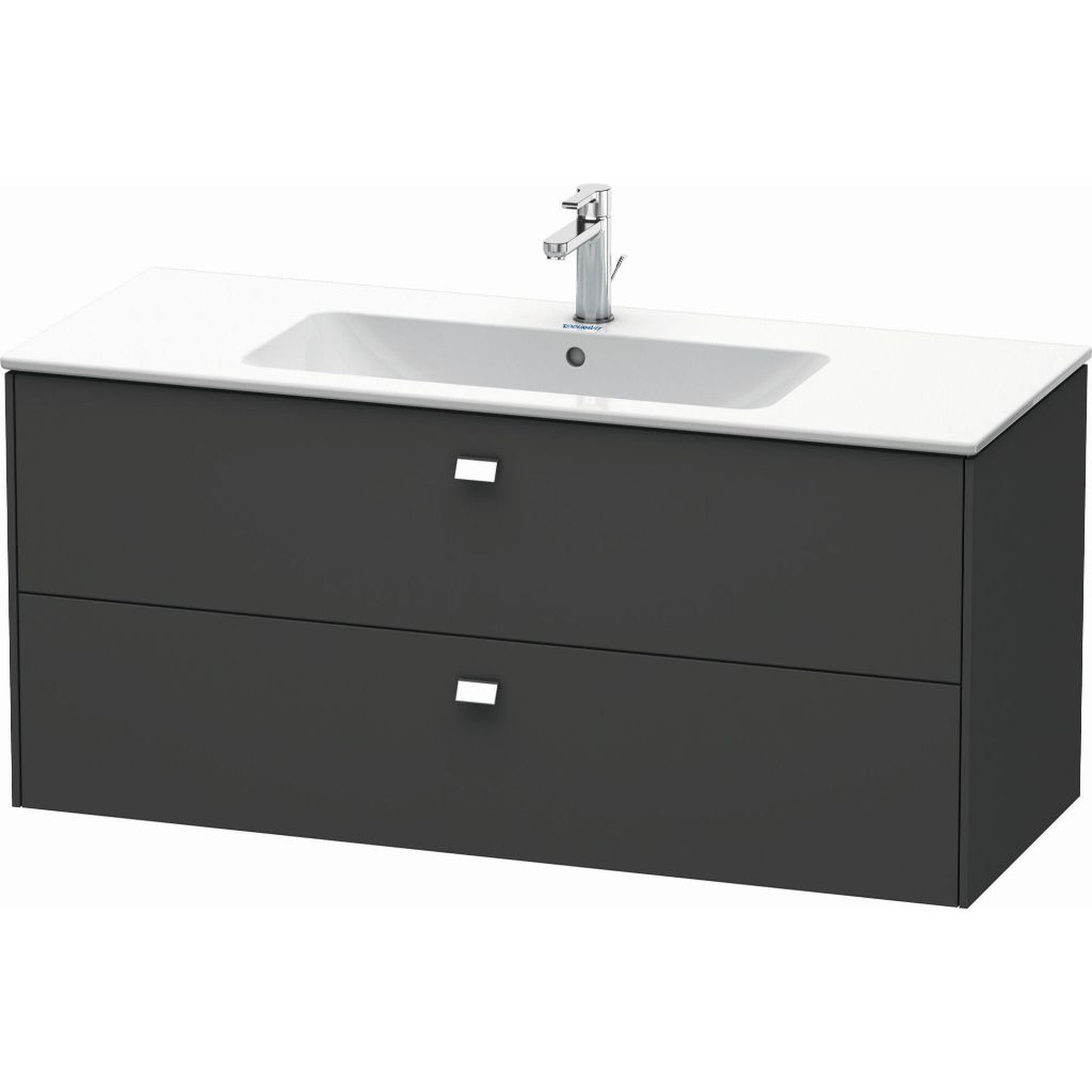 Duravit Brioso 48" x 22" x 19" Two Drawer Wall-Mount Vanity Unit in Graphite Matt and Chrome Handle