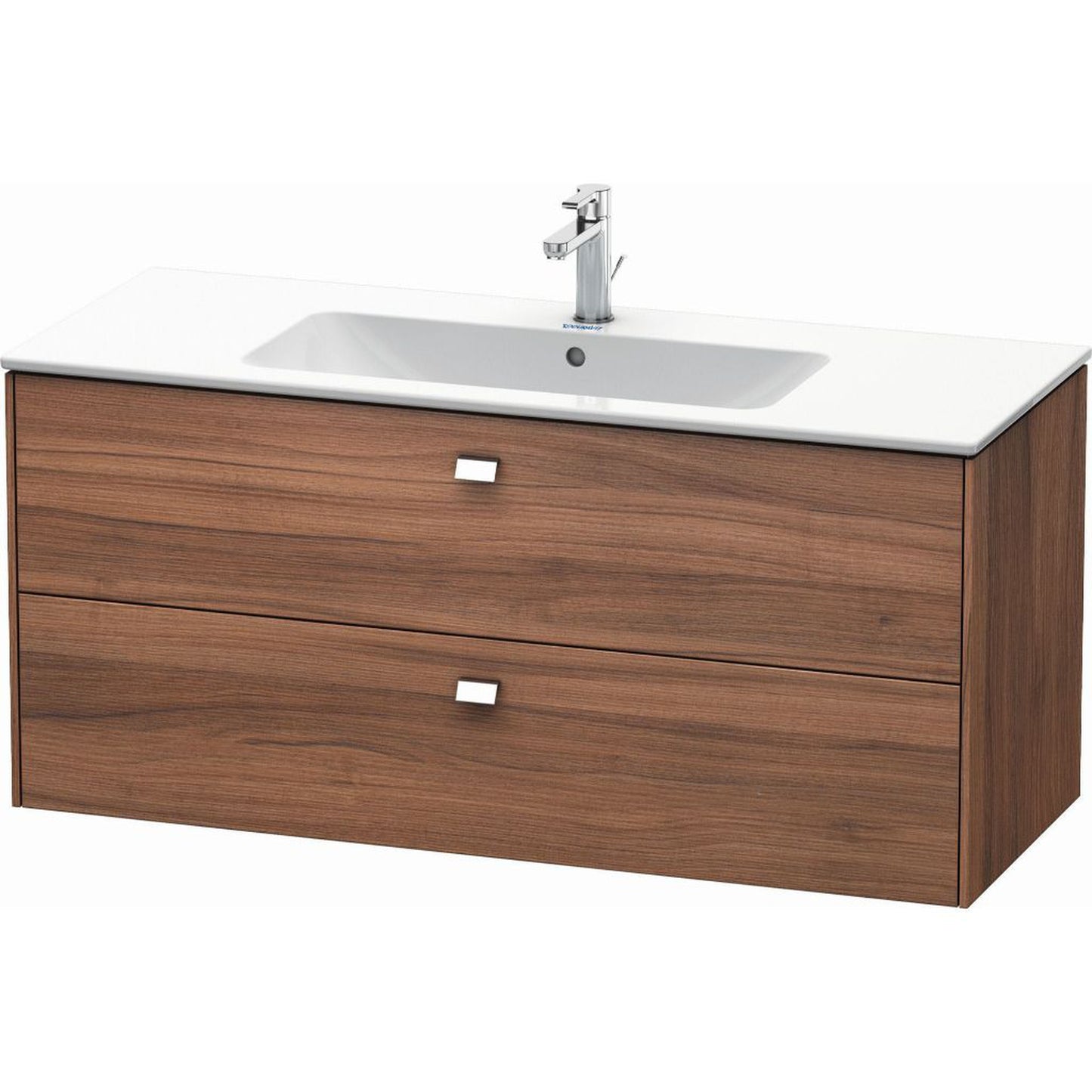 Duravit Brioso 48" x 22" x 19" Two Drawer Wall-Mount Vanity Unit in Natural Walnut and Chrome Handle