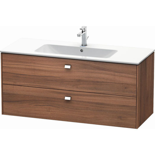 Duravit Brioso 48" x 22" x 19" Two Drawer Wall-Mount Vanity Unit in Natural Walnut and Chrome Handle