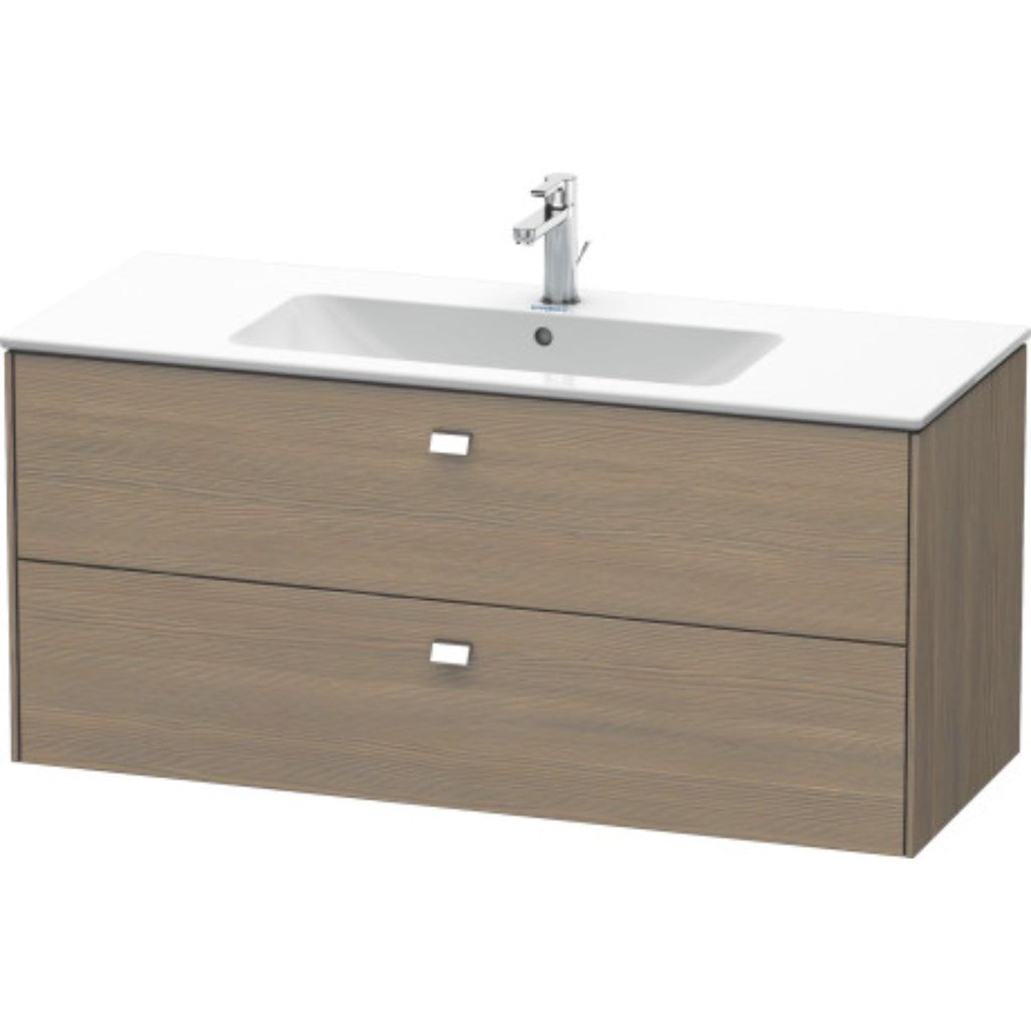 Duravit Brioso 48" x 22" x 19" Two Drawer Wall-Mount Vanity Unit in Oak Terra and Chrome Handle