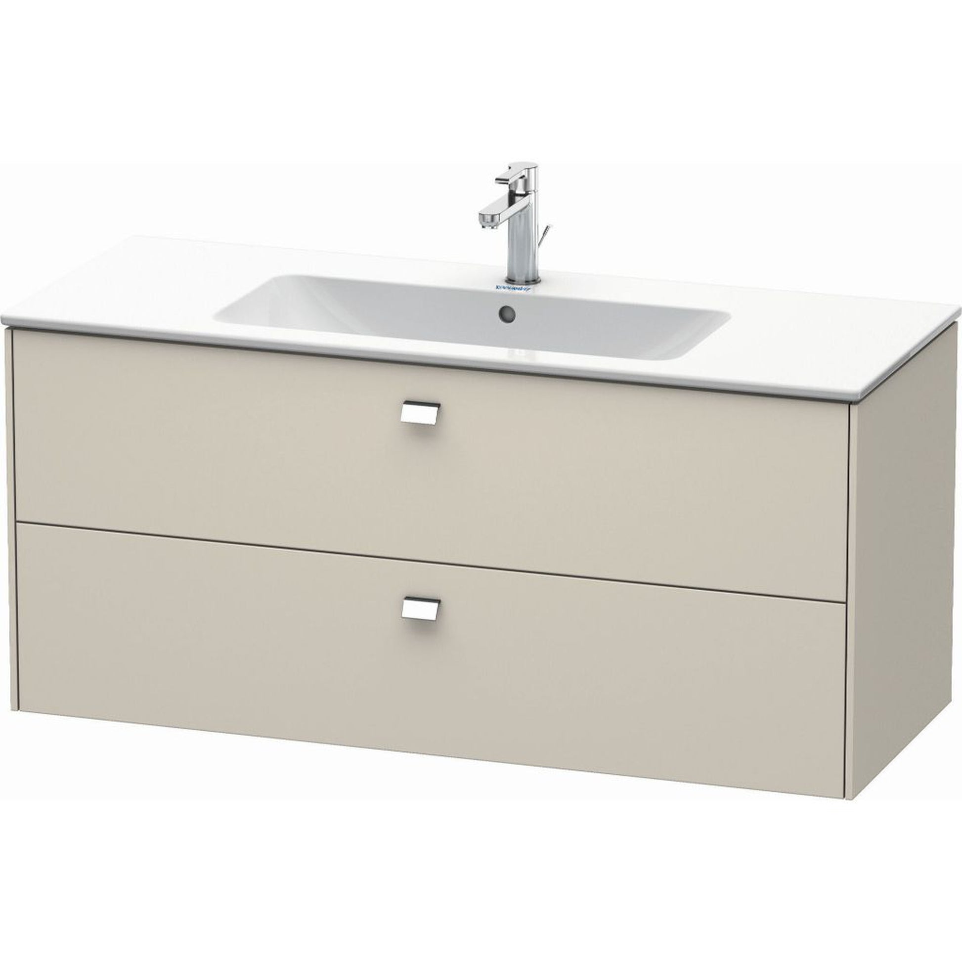 Duravit Brioso 48" x 22" x 19" Two Drawer Wall-Mount Vanity Unit in Taupe and Chrome Handle