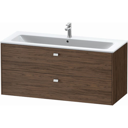 Duravit Brioso 48" x 22" x 19" Two Drawer Wall-Mount Vanity Unit in Walnut Dark and Chrome Handle