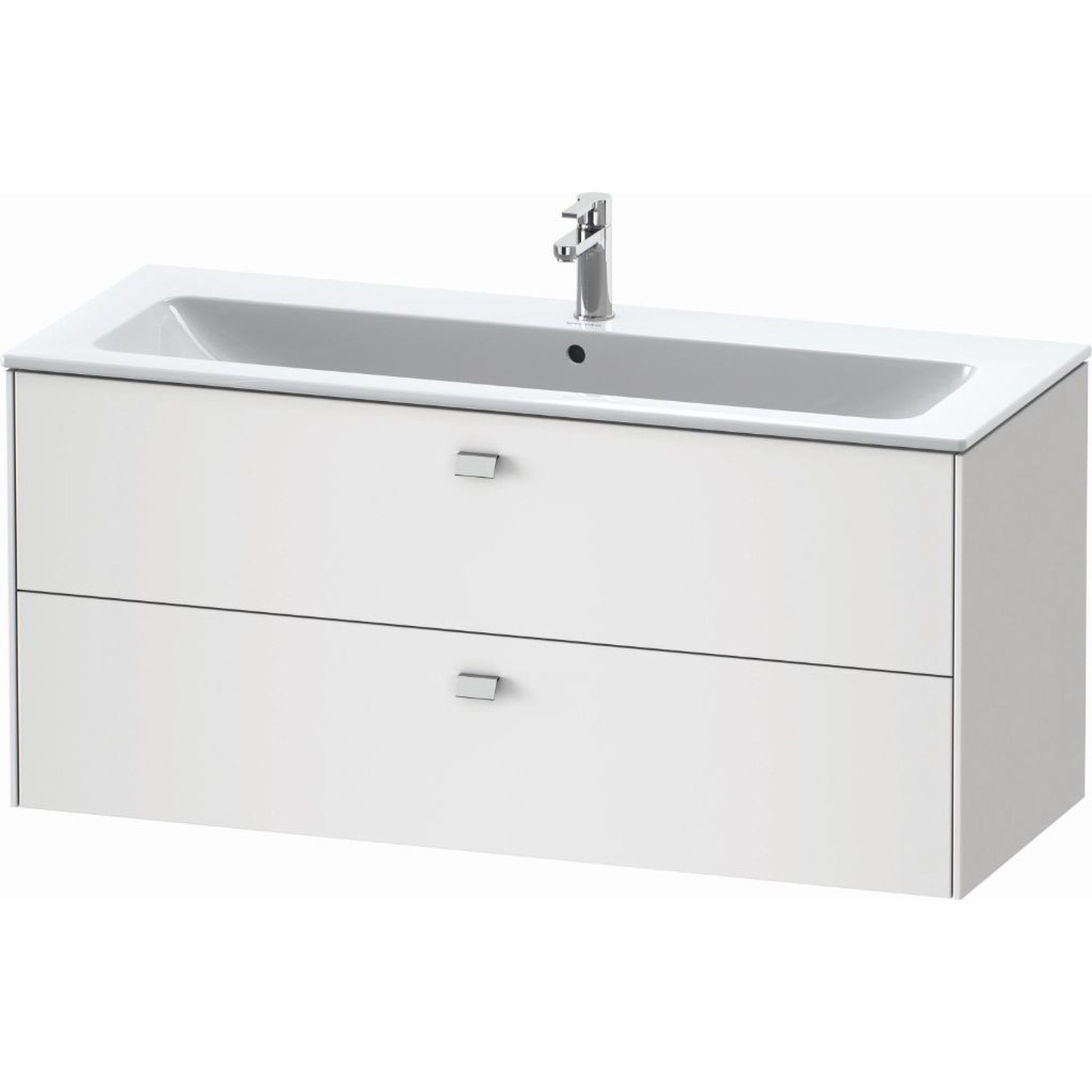 Duravit Brioso 48" x 22" x 19" Two Drawer Wall-Mount Vanity Unit in White Matt and Chrome Handle