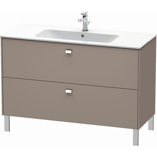 Duravit Brioso 48" x 27" x 19" Two Drawer Floor Standing Vanity Unit in Basalt Matt and Chrome Handle