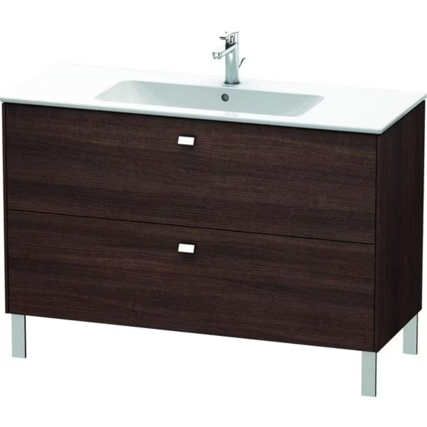 Duravit Brioso 48" x 27" x 19" Two Drawer Floor Standing Vanity Unit in Chestnut Dark and Chrome Handle