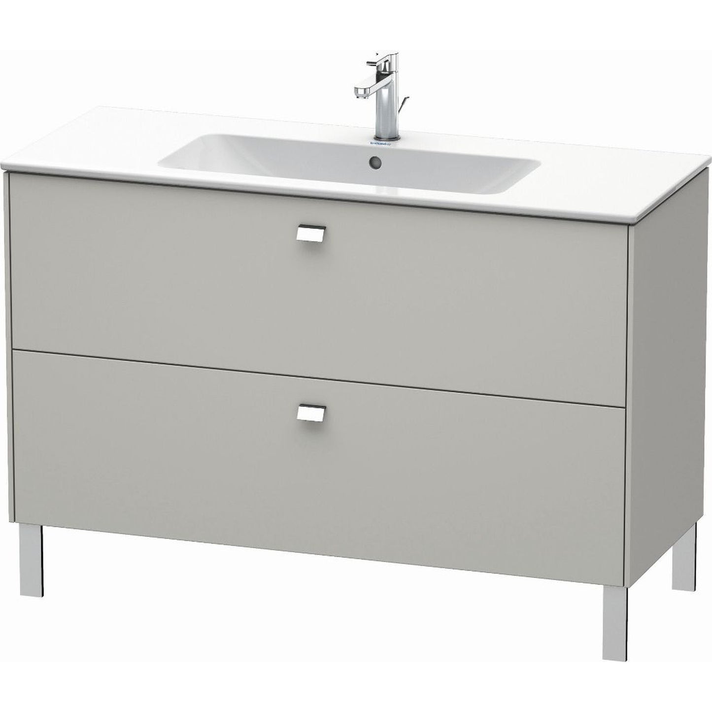 Duravit Brioso 48" x 27" x 19" Two Drawer Floor Standing Vanity Unit in Concrete Grey Matt and Chrome Handle