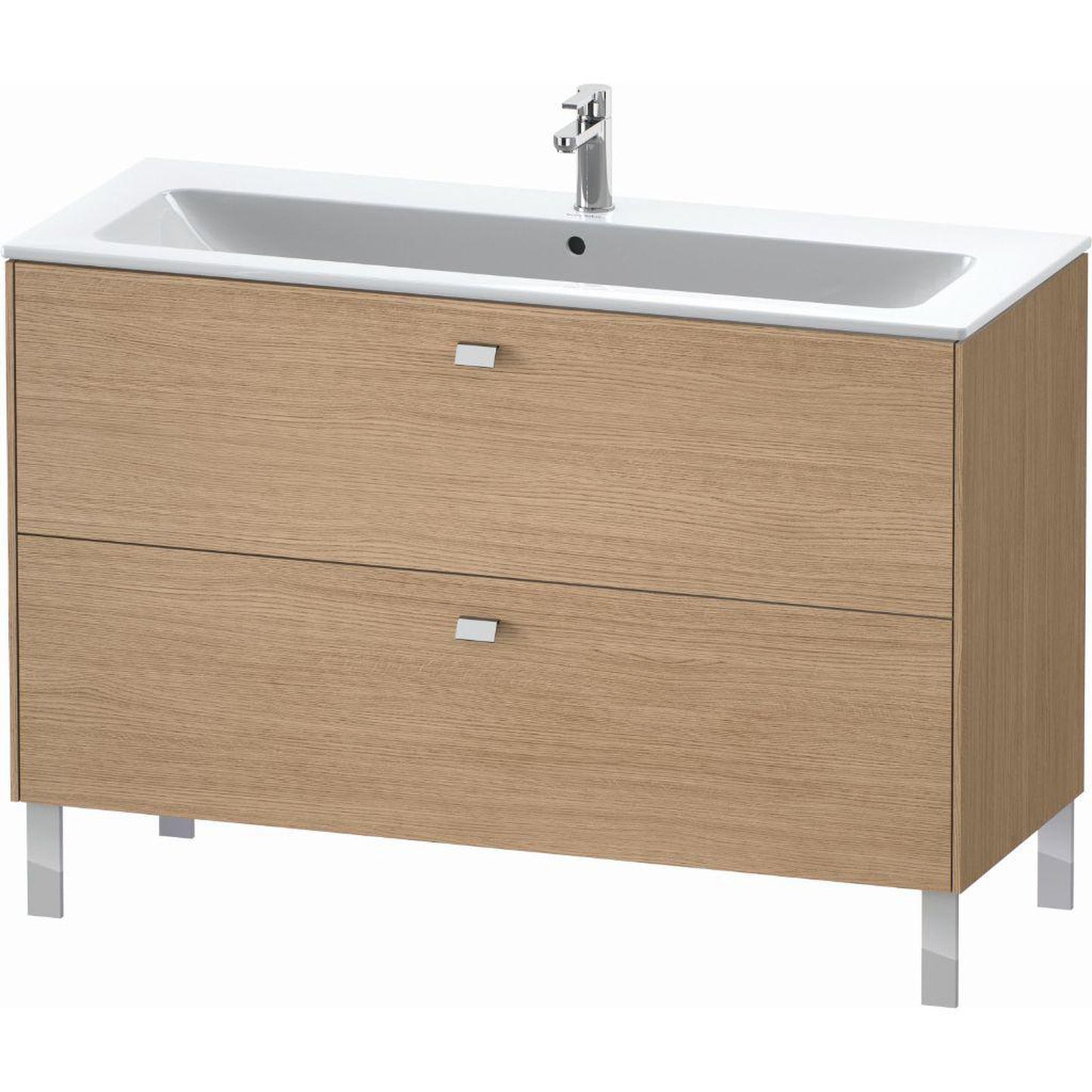 Duravit Brioso 48" x 27" x 19" Two Drawer Floor Standing Vanity Unit in European Oak and Chrome Handle