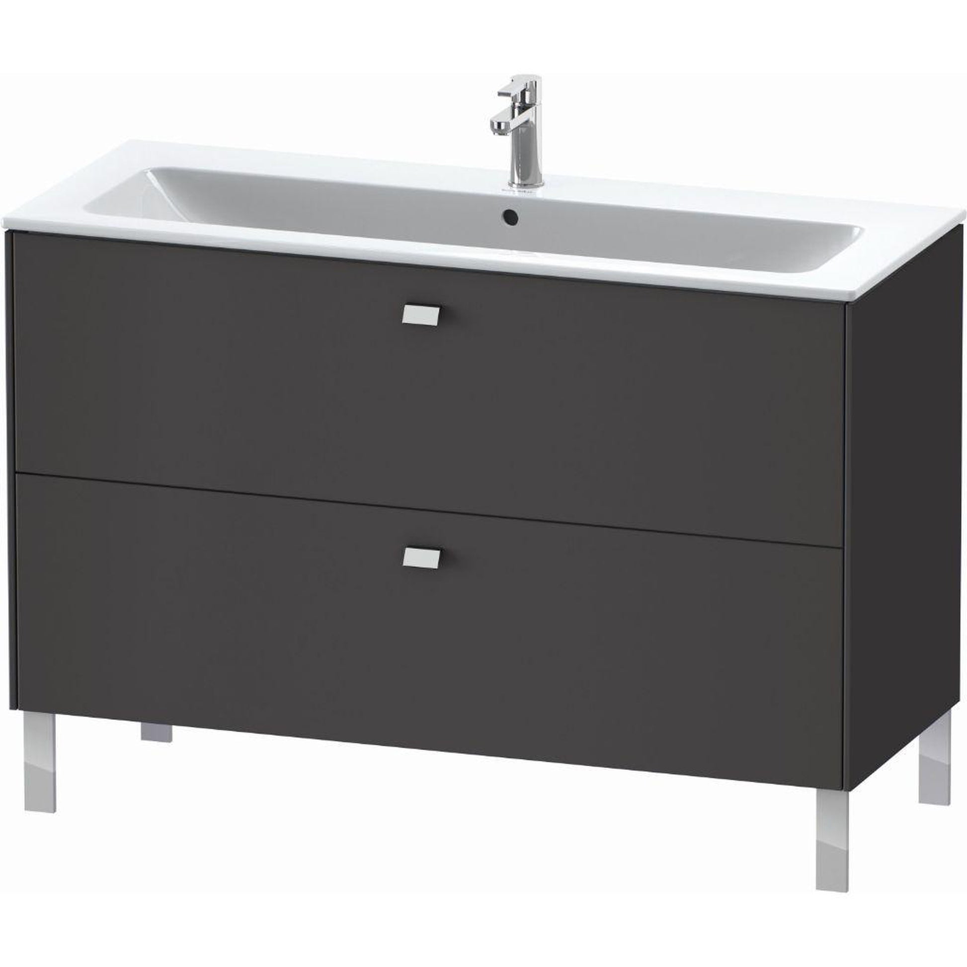 Duravit Brioso 48" x 27" x 19" Two Drawer Floor Standing Vanity Unit in Graphite Matt and Chrome Handle
