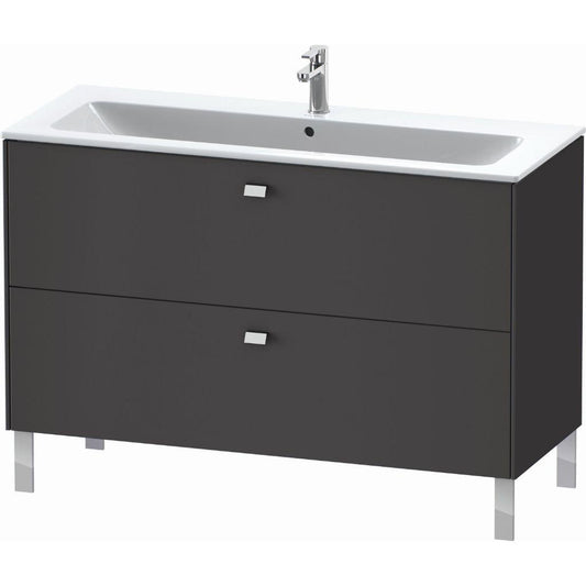 Duravit Brioso 48" x 27" x 19" Two Drawer Floor Standing Vanity Unit in Graphite Matt and Chrome Handle