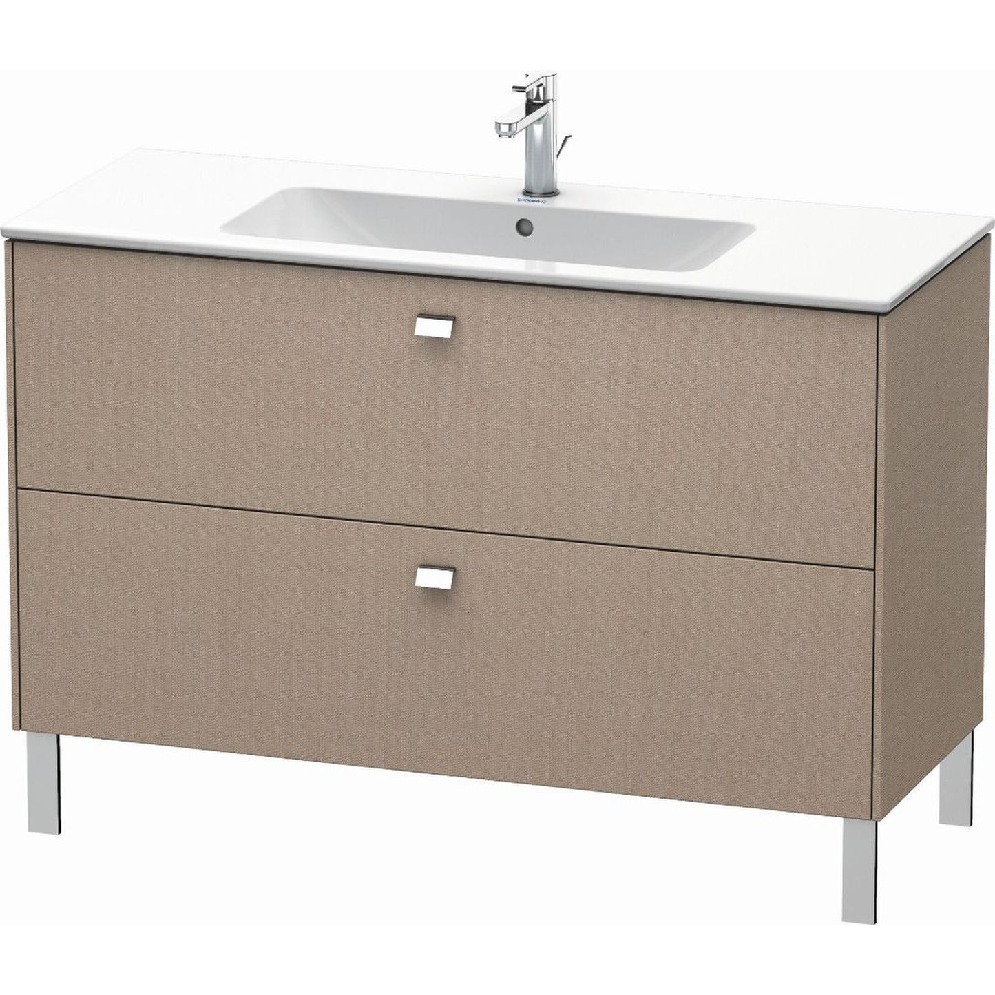 Duravit Brioso 48" x 27" x 19" Two Drawer Floor Standing Vanity Unit in Linen and Chrome Handle
