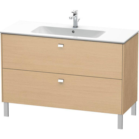 Duravit Brioso 48" x 27" x 19" Two Drawer Floor Standing Vanity Unit in Natural Oak and Chrome Handle