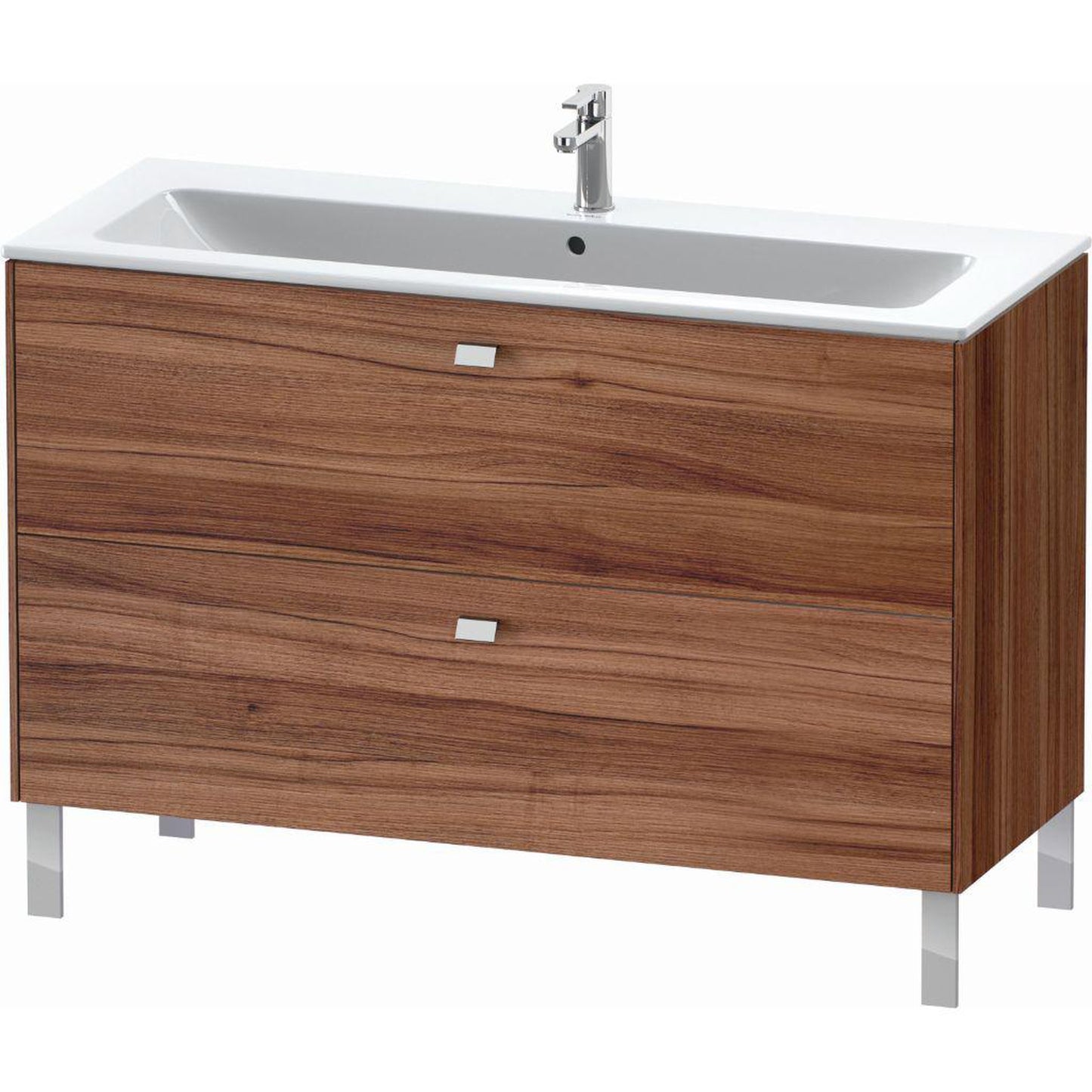 Duravit Brioso 48" x 27" x 19" Two Drawer Floor Standing Vanity Unit in Natural Walnut and Chrome Handle