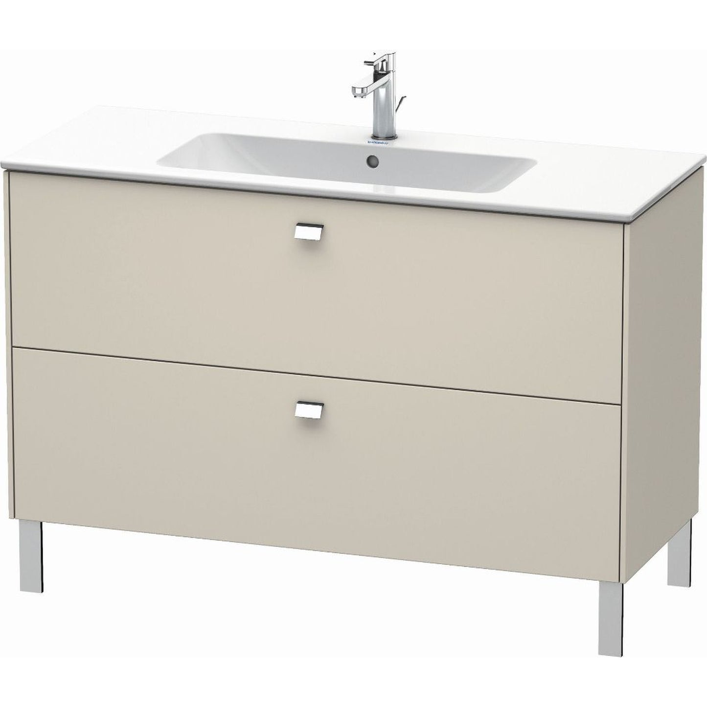 Duravit Brioso 48" x 27" x 19" Two Drawer Floor Standing Vanity Unit in Taupe and Chrome Handle