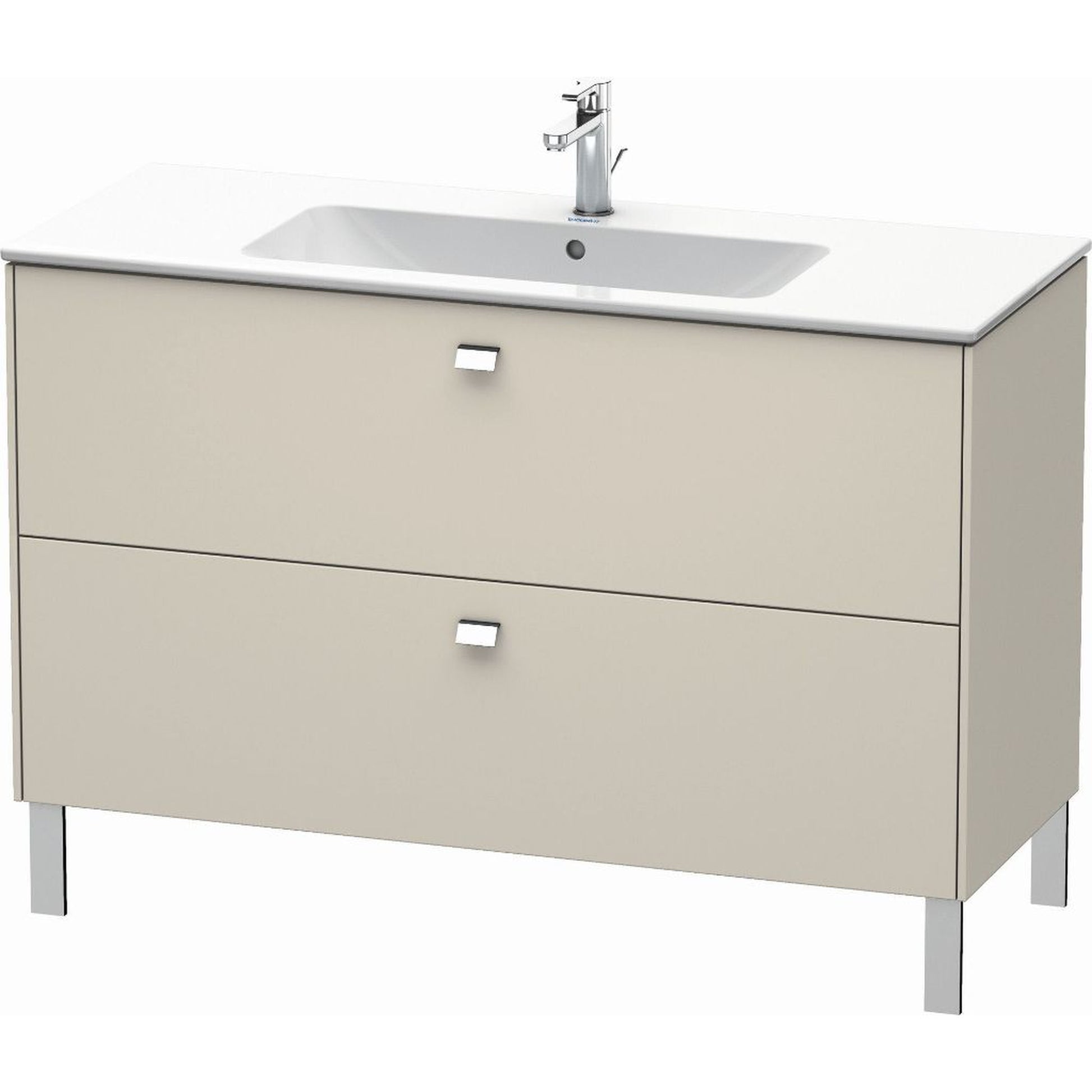 Duravit Brioso 48" x 27" x 19" Two Drawer Floor Standing Vanity Unit in Taupe and Chrome Handle