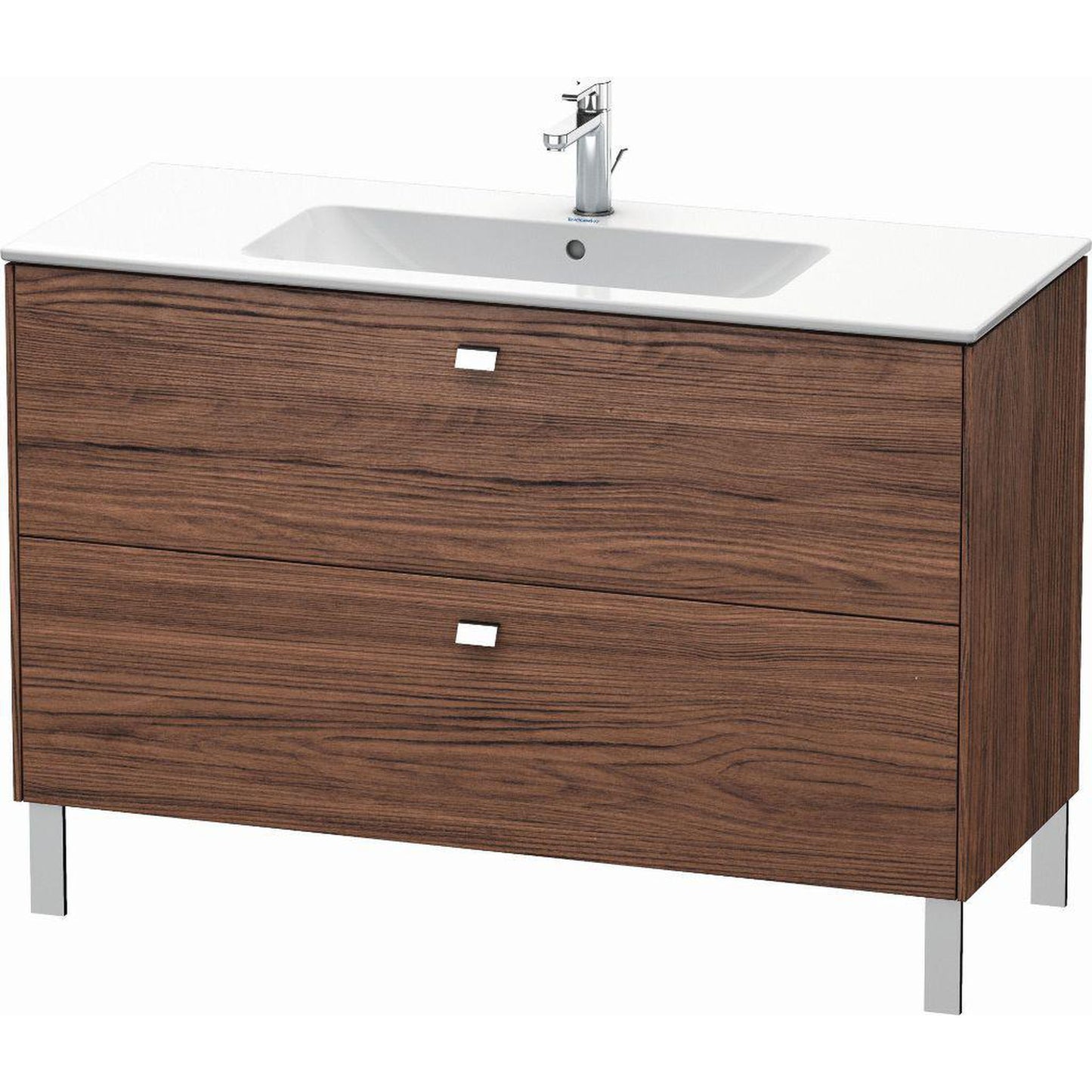 Duravit Brioso 48" x 27" x 19" Two Drawer Floor Standing Vanity Unit in Walnut Dark and Chrome Handle