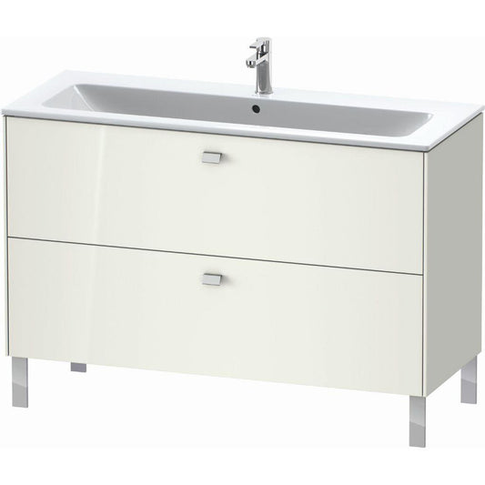 Duravit Brioso 48" x 27" x 19" Two Drawer Floor Standing Vanity Unit in White High Gloss and Chrome Handle