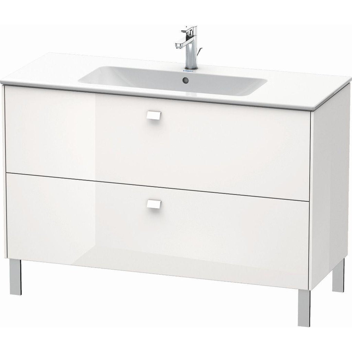 Duravit Brioso 48" x 27" x 19" Two Drawer Floor Standing Vanity Unit in White High Gloss