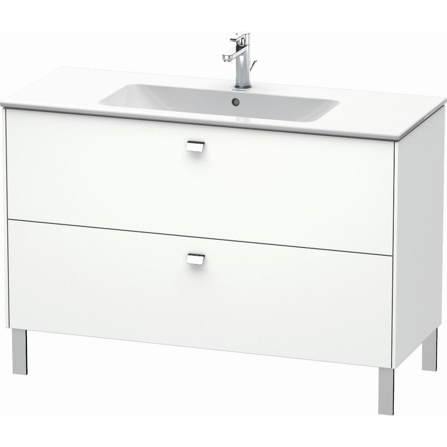 Duravit Brioso 48" x 27" x 19" Two Drawer Floor Standing Vanity Unit in White Matt and Chrome Handle